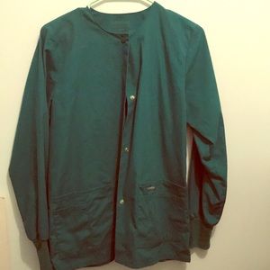 HUNTER GREEN LANDAU SCRUB JACKET/SWEATER